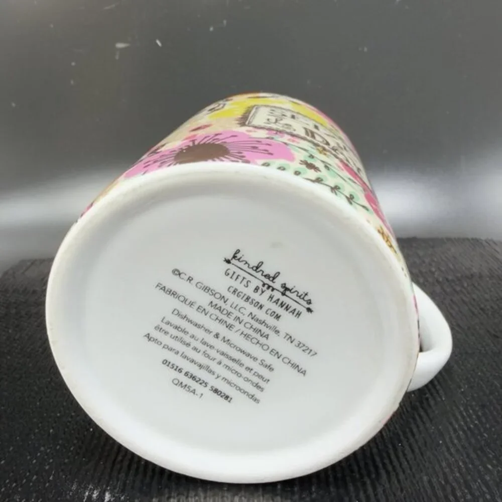 C R Gibson Seize The Day Ceramic Coffee Mug Cup Stoneware Floral Pattern Mug Cup